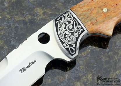 Dusty Moulton Custom Knife Sole Authorship Engraved Giraffe Bone Night Wing - Image 2