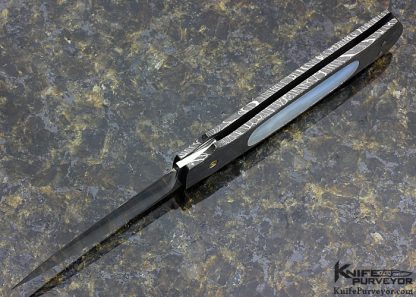 W.D. Pease Custom Knife Mother of Pearl & Damascus Lockback - Image 5