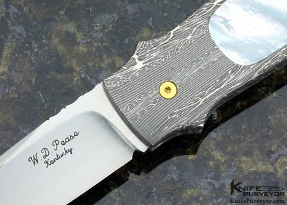 W.D. Pease Custom Knife Mother of Pearl & Damascus Lockback - Image 2
