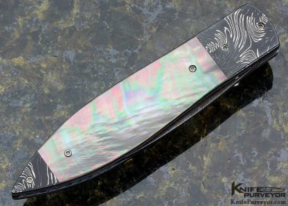 Jerry McClure's Custom Knife Blacklip Pearl with Joel Davis' "Static" Damascus Linerlock - Image 4