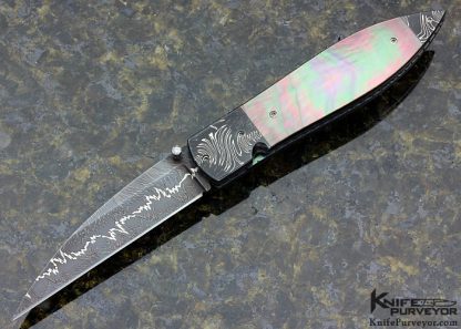 Jerry McClure's Custom Knife Blacklip Pearl with Joel Davis' "Static" Damascus Linerlock