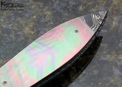 Jerry McClure's Custom Knife Blacklip Pearl with Joel Davis' "Static" Damascus Linerlock - Image 3