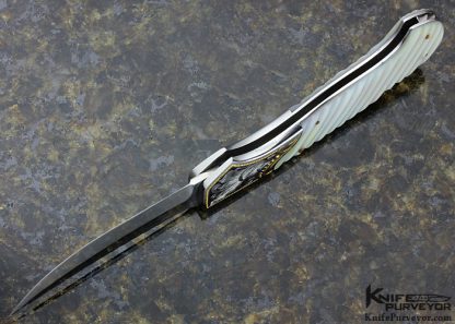 Joe Kious Custom Knife Engraved Fluted Pearl Lockback - Image 6