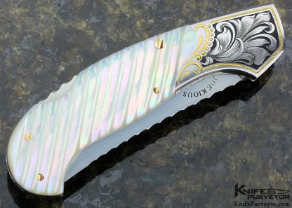 Joe Kious Custom Knife Engraved Fluted Pearl Lockback - Image 4