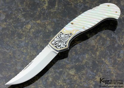 Joe Kious Custom Knife Engraved Fluted Pearl Lockback