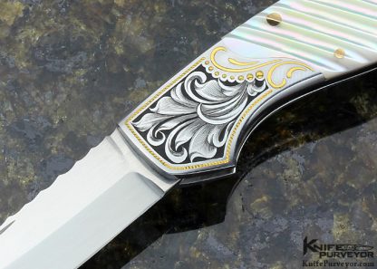 Joe Kious Custom Knife Engraved Fluted Pearl Lockback - Image 2