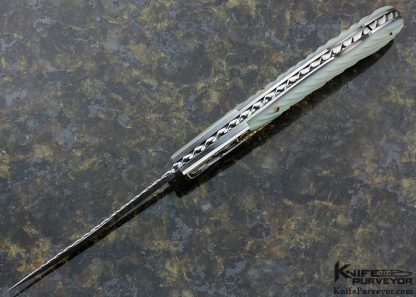 Joe Kious Custom Knife Engraved Fluted Pearl Lockback - Image 5