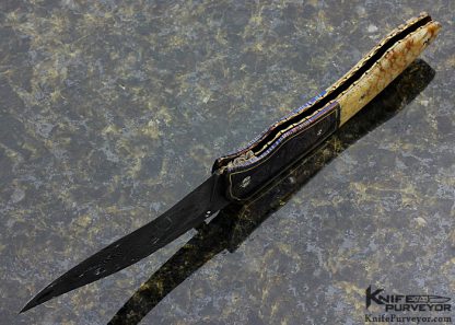 Joe Olson Custom Knife Tiger Coral and Sole Authorship Damascus Linerlock - Image 7