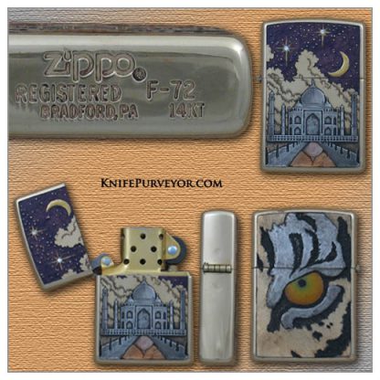 14Kt Gold Zippo Engraved by Jim Blair