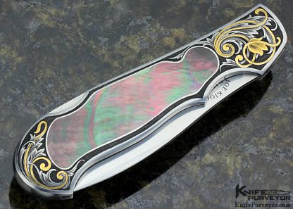 Joe Kious Custom Knives Blacklip Pearl Lockback Engraved by Lisa Tomlin - Image 6