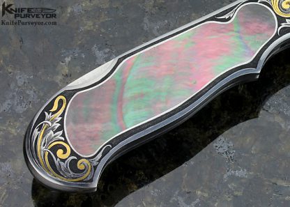 Joe Kious Custom Knives Blacklip Pearl Lockback Engraved by Lisa Tomlin - Image 5