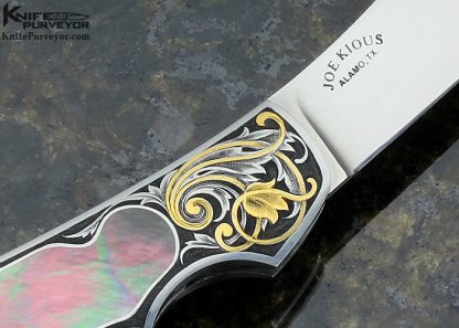 Joe Kious Custom Knives Blacklip Pearl Lockback Engraved by Lisa Tomlin - Image 4