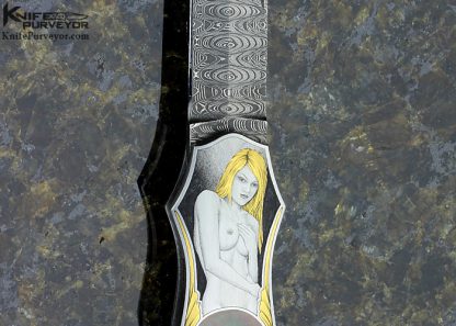 Joe Kious Custom Knives Brian Hochstrat Engraved Blacklip Tahitian Pearl Tulip Model Lockback - Image 2