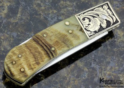 Frank Centofante Custom Knife Simon Lytton Engraved Ramshorn Tampa Florida Stamped Lockback Folder - Image 4