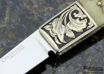 Frank Centofante Custom Knife Simon Lytton Engraved Ramshorn Tampa Florida Stamped Lockback Folder - Image 2