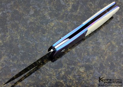 Mike Franklin Custom Knives Anodized Titanium & Mammoth Button Lock - Image 5