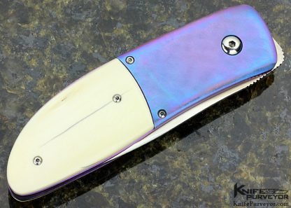 Mike Franklin Custom Knives Anodized Titanium & Mammoth Button Lock - Image 3