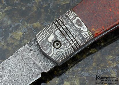 Bill Saindon Custom Knife Damascus & Dinosaur Bone Tail Lock - Image 2