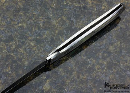 Warren Osborne Custom Knife Green Sea Snail Shell Interframe Lever Lock Engraved by Ray Cover Jr. - Image 10