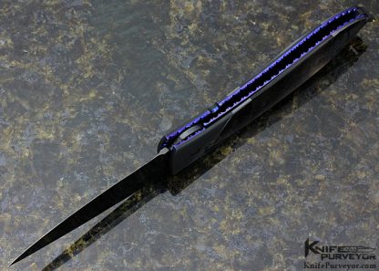 Joyce and Jim Minnick Custom Knife Blued Sculpted Damascus and Black Lip Tahitian Pearl Shell Linerlock - Image 6