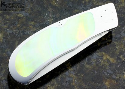 Dick Hodgson Custom Knife South Sea Gold Lip Pearl Shell Interframe Lockback - Image 4