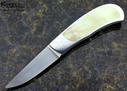 Dick Hodgson Custom Knife South Sea Gold Lip Pearl Shell Interframe Lockback