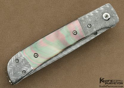 C.H. Morris Custom Knife Black Lip Tahitian Pearl Shell and Damascus Linerlock - Image 3