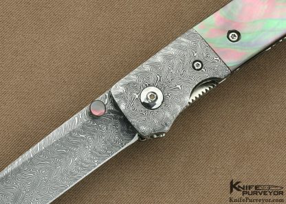 C.H. Morris Custom Knife Black Lip Tahitian Pearl Shell and Damascus Linerlock - Image 2