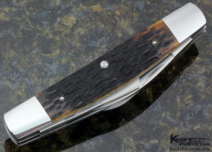 Eugene Shadley Custom Knife Old Utica Jigged Bone 4 Blade Congress Slip Joint - Image 5