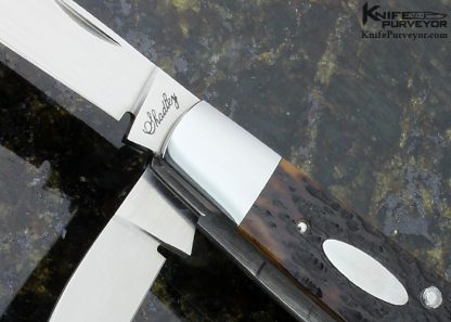 Eugene Shadley Custom Knife Old Utica Jigged Bone 4 Blade Congress Slip Joint - Image 2