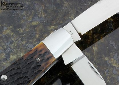 Eugene Shadley Custom Knife Old Utica Jigged Bone 4 Blade Congress Slip Joint - Image 4