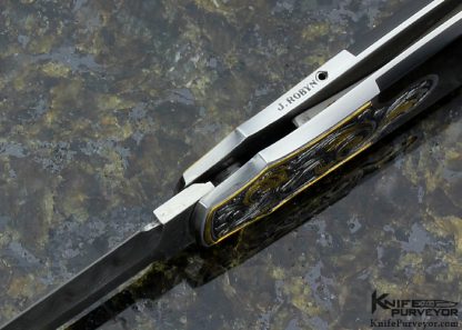 Warren Osborne Custom Knife Jon Robyn Engraved Dagger with Mike Norris Damascus and Black Lip Tahitian Pearl Shell - Image 6