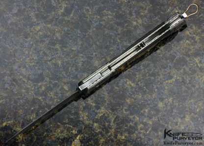 Kaj Embretsen Custom Knife Rams Horn & Sole Authorship Damascus Slip Joint - Image 6