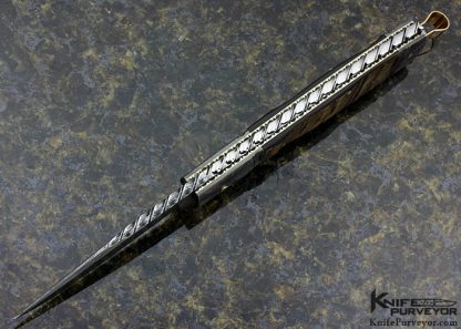 Kaj Embretsen Custom Knife Rams Horn & Sole Authorship Damascus Slip Joint - Image 5