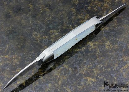 Joel Chamblin Custom Knife Checkered Mother of Pearl Shell Three Blade Whittler Slip Joint - Image 4