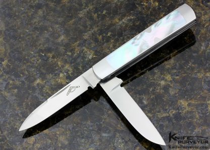 Warren Osborne Custom Knife Mother of Pearl Shell Interframe Double Blade Slip Joint