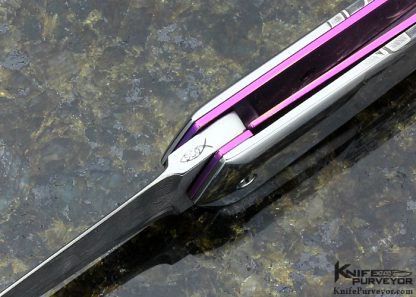 Stephen Olszewski Custom Knife Black Lip Tahitian Pearl Shell Mosaic Damascus & Polished Steel "Pendulum" Linerlock - Image 7