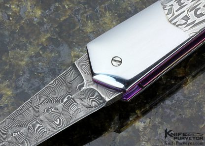 Stephen Olszewski Custom Knife Black Lip Tahitian Pearl Shell Mosaic Damascus & Polished Steel "Pendulum" Linerlock - Image 2