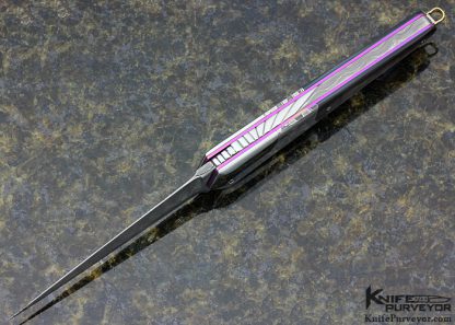 Stephen Olszewski Custom Knife Black Lip Tahitian Pearl Shell Mosaic Damascus & Polished Steel "Pendulum" Linerlock - Image 5