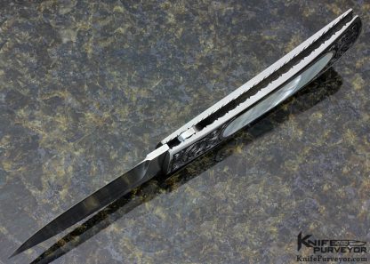 Ralph Dewey Harris Custom Knife Sole Authorship Engraved Mother of Pearl Shell Interframe Button Release Folder 15719