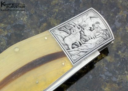 Steve Hoel Custom Knife Ramshorn Coke Bottle Dagger Lockback Engraved by Steve Lindsay - Image 4