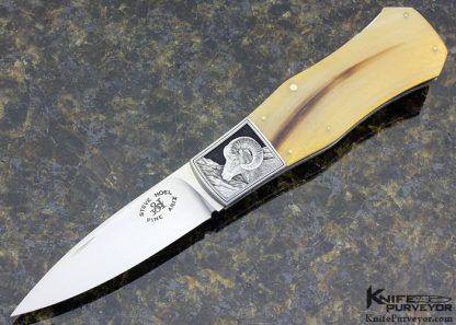 Steve Hoel Custom Knife Ramshorn Coke Bottle Dagger Lockback Engraved by Steve Lindsay