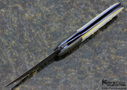 Daniel Stepan Custom Knife Carved Mother of Pearl Shell and Devin Thomas Damascus Linerlock - Image 5