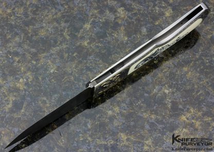 Steve Hoel Custom Knife Scrimshawed Mammoth Interframe Lockback Engraved with Sculpted Built Up 24Kt Gold by Franz Marktl - Image 7
