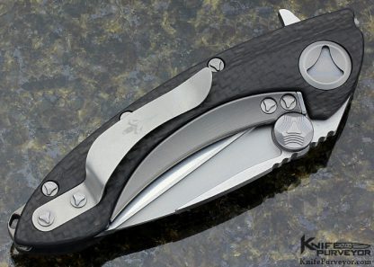 Marfione Custom Knife Carbon Fiber "Whale Shark" Flipper with Hand Rubbed Satin Finished 154CM Blade - Image 3