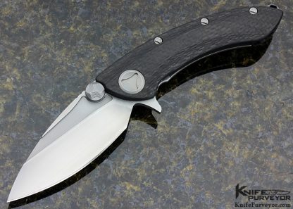 Marfione Custom Knife Carbon Fiber "Whale Shark" Flipper with Hand Rubbed Satin Finished 154CM Blade
