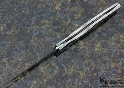 Joe Kious Custom Knife Black Lip Tahitian Pearl Shell Interframe Lockback Wharncliff Hand Rubbed Satin Finished ATS-34 Blade - Image 6