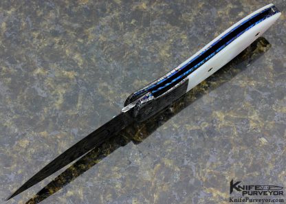 Rick Dunkerley Custom Knife Sole Authorship Mosaic "Fossil" Damascus & Mother of Pearl Shell Linerlock - Image 6