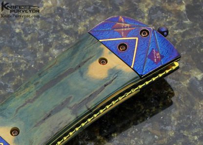 Ron Newton Custom Knife Blued Sole Authorship Damascus 5 Way Release Credit Card Knife - Image 3