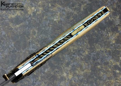 Stephen Olszewski Custom Knife Damascus, Bronze Linerlock - Image 8